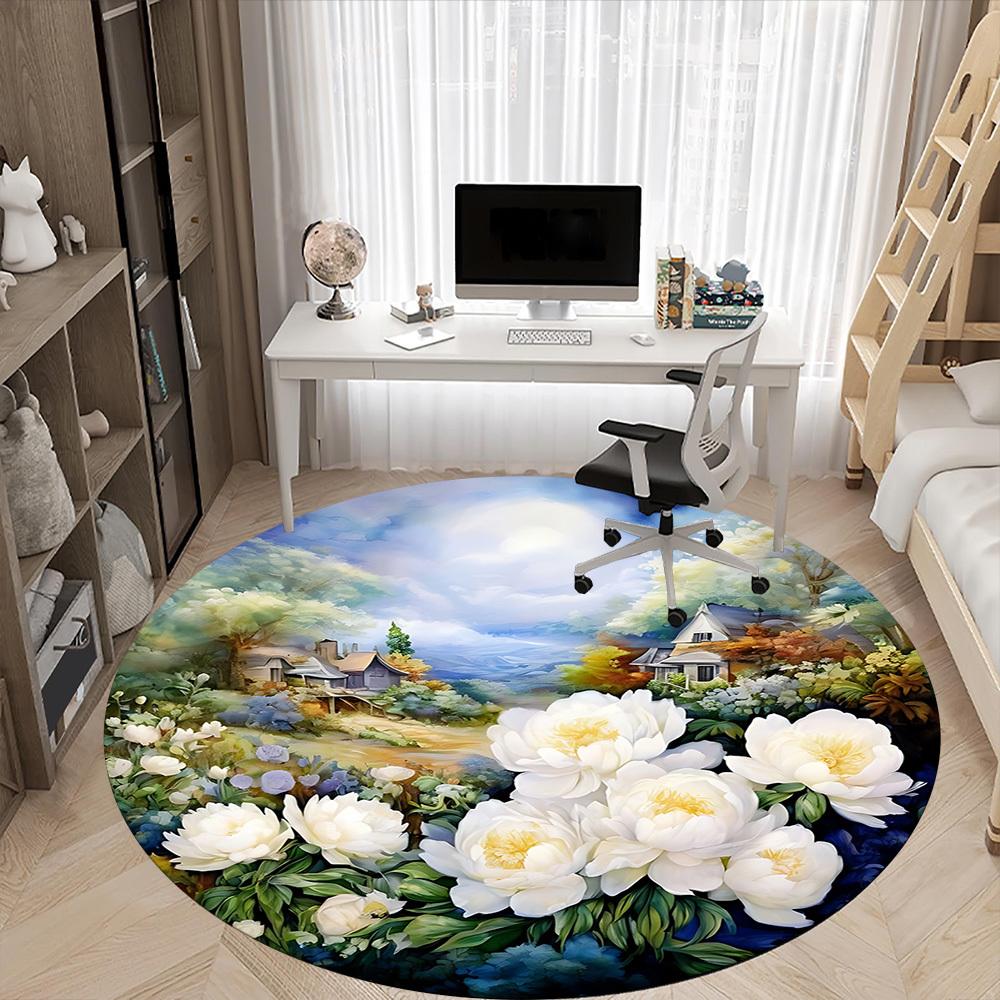 1pc Floral Landscape Chair Carpet for Office, , Non-slip Carpet, Very Suitable for Offices, farmhouses,Outdoor Carpet Yy251120038