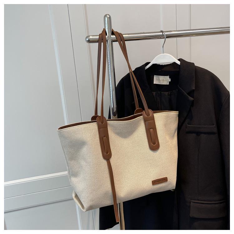 Casual Large-Capacity Women's Canvas Shoulder Tote Bag for Versatile Use