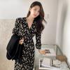 Vintage A-LINE Floral V-Neck Printing Bodycon Dress for Women Clothing Black Evening Midi Dresses Elegant Korea Spring 2026 Robe
