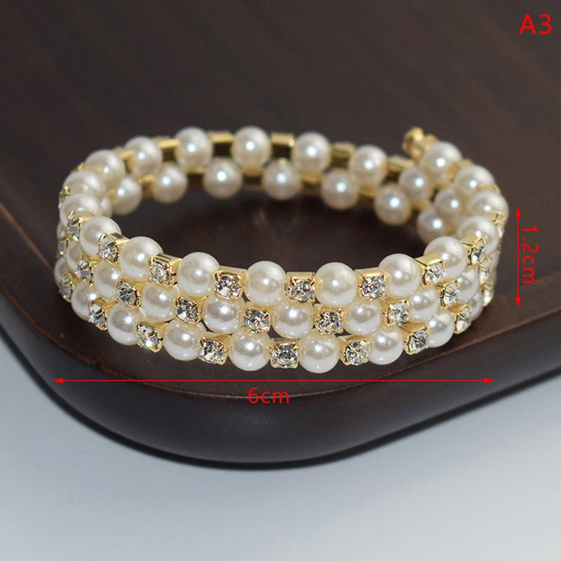 Elegant Crystal Imitation Pearl Bracelet Multilayer Stretchable Pearl Bracelet