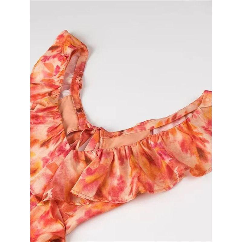 Stacked Fungus Edge Strap Backless Dress Laminated Wooden Ear Strap Dress