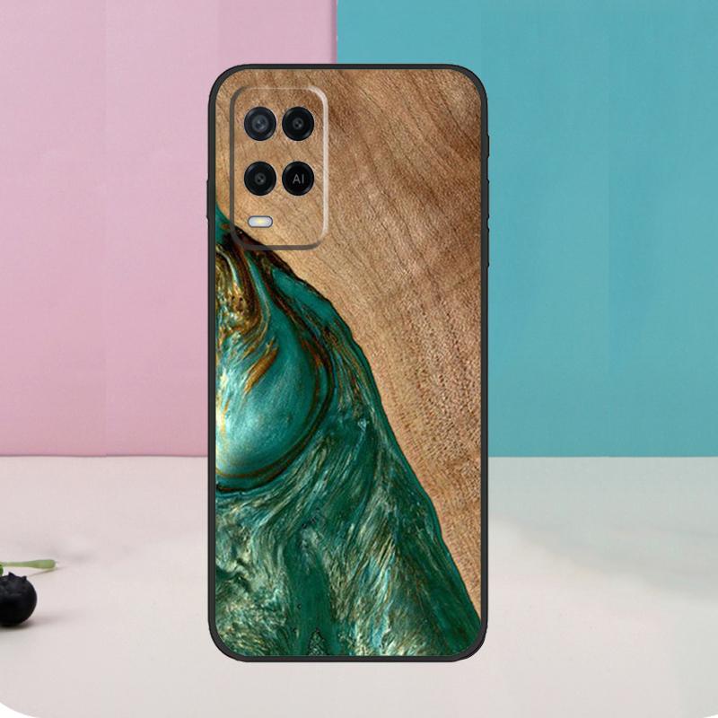Hybrid Wood Resin Case For Oppo A78 A98 A58 A18 A38 A74 A94 A54 A15 A17 A57 A6 A5 Pro A16 A76 A96 A40 A60 A80