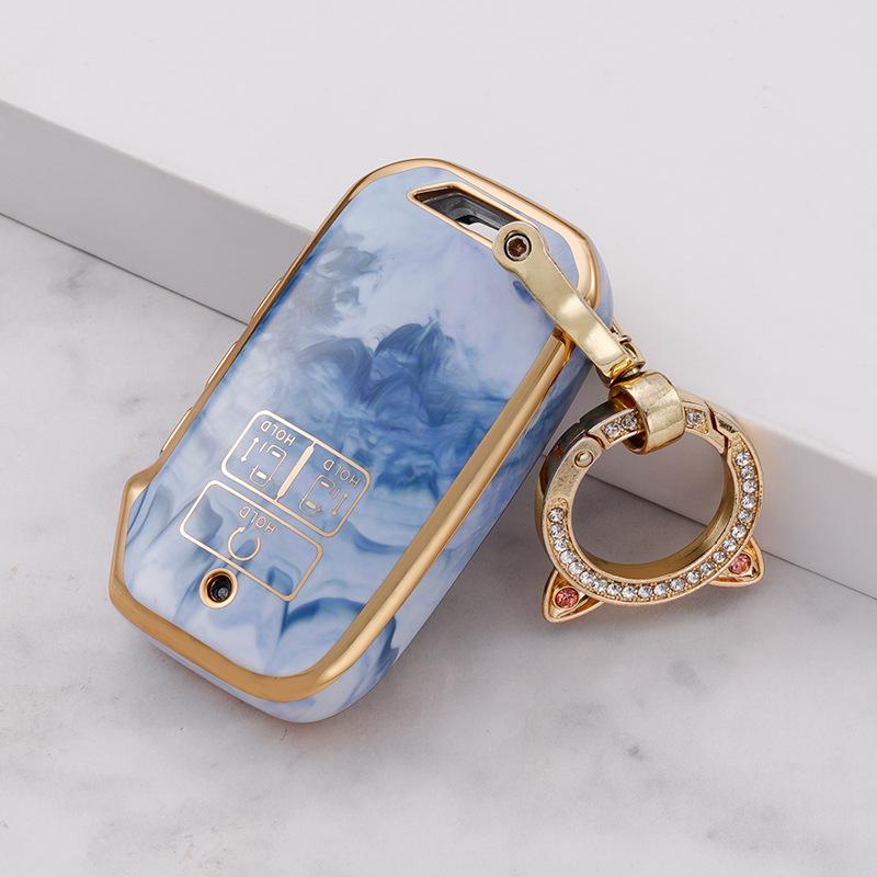 Kia K3 Car Key Case: Compatible with K2, KX3, KX5, Sportage, Soul, and Forte - Gem Pattern Shell with Buckle