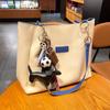 Miu Series Leather Dachshund Dog Bag Pendant Creative Fashion Woven Rope Ins Wind Keychain Student Schoolbag Pendant