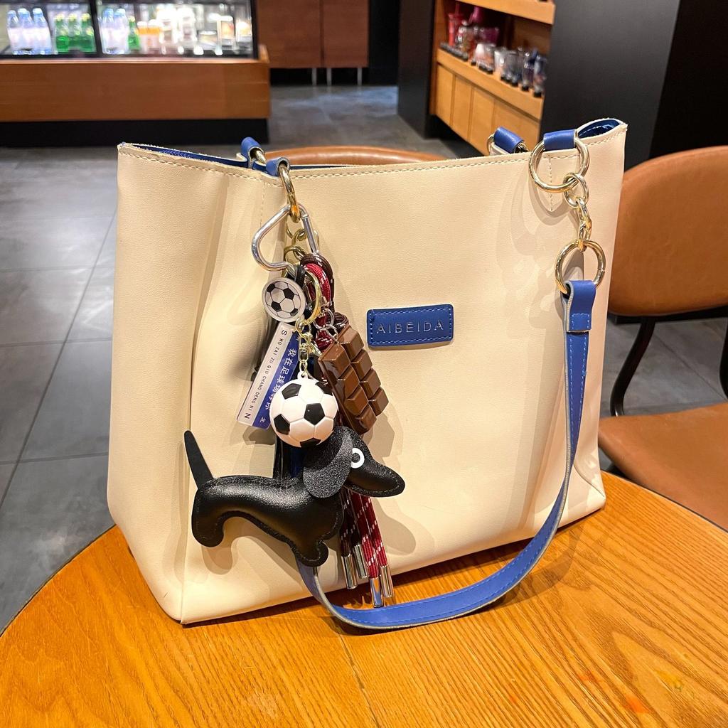 Miu Series Leather Dachshund Dog Bag Pendant Creative Fashion Woven Rope Ins Wind Keychain Student Schoolbag Pendant