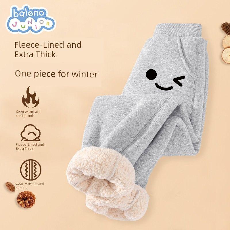 Baleno Children's Clothing Boys' Fleece-Lined Pants Big Kids Winter Integrated Fleece Warm Sweatpants Children's Autumn and Winter Sports Pants