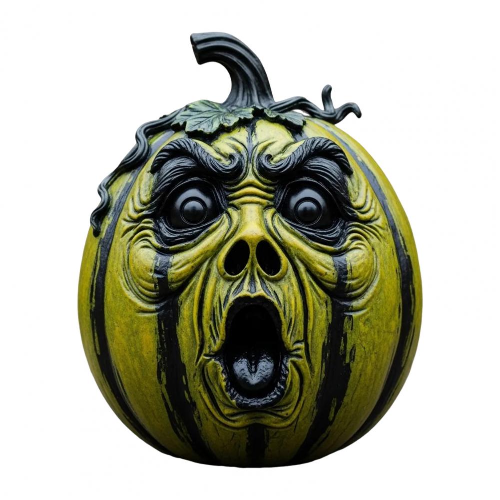 Quirky Pumpkin Decoration Spooky Halloween Pumpkin Figurine Sculpture for Home Office Decor Funny Pumpkin Face for Halloween