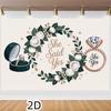 2D Elegant Engagement Photography Backdrop, She Said Yes Diamond Ring and Floral Wreath Background
