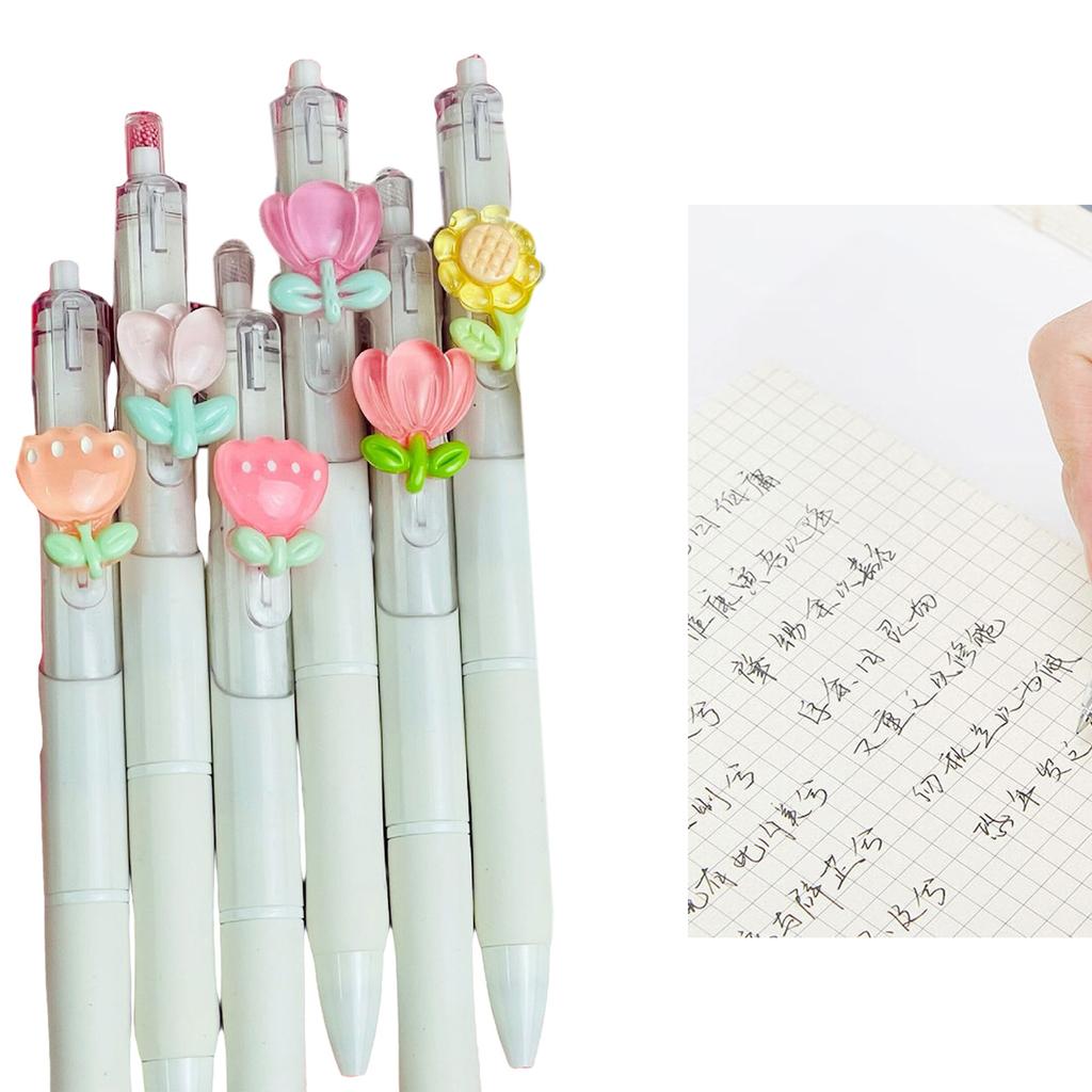 6Pcs Retractable Gel Pen 0.5mm Office Signing Pen Ergonomic Grip Gel Pen Smooth To Write for Student Writing Drawing