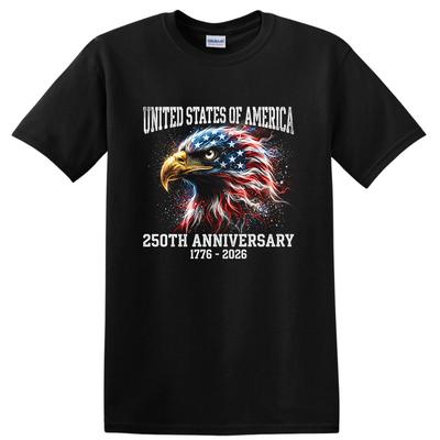 USA 250th Anniversary Eagle Graphic T Shirt Vintage Red White Blue Tee