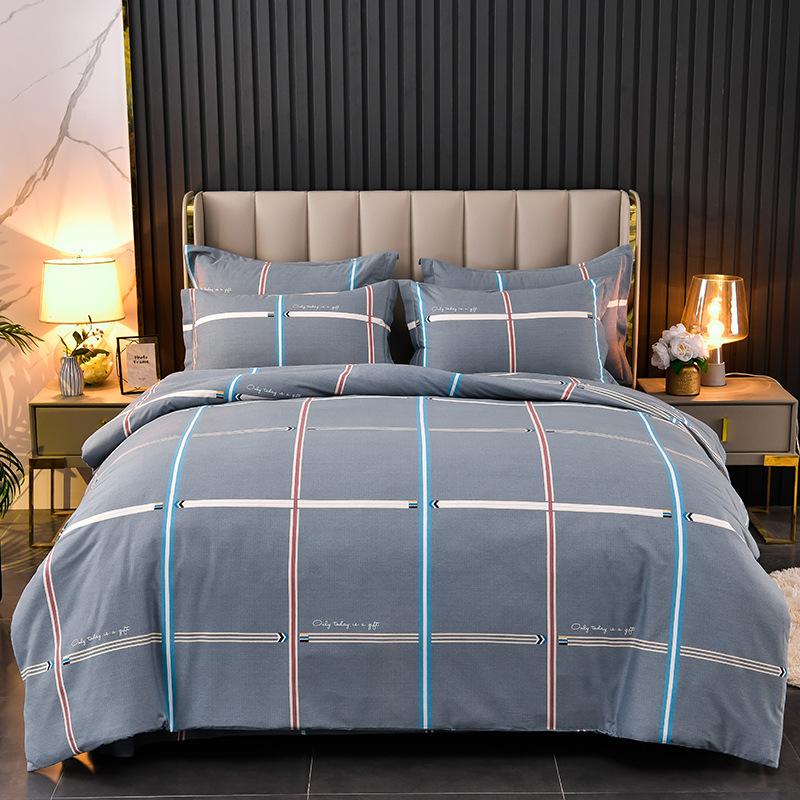 Thickened Cotton Four-piece Set, Pure Cotton Bed Sheet Quilt Cover, Dormitory Three-piece Set, Bedding
