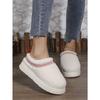 Thick Soles Wear Winter Headscarf Half Slippers, New Ethnic Style Lace Wool Semi-support Snow Cotton Slippers