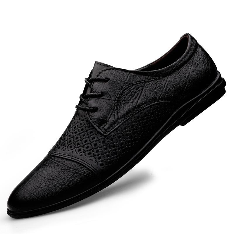 

Men s shoes new business casual leather shoes men s lace-up summer British trend hollow breathable cowhide casual shoes 37