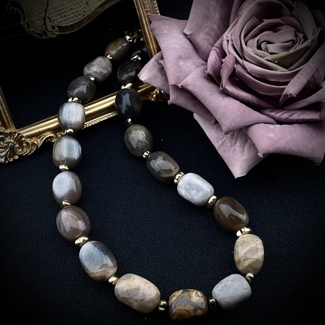 Medieval vintage unique texture irregular oval bead texture natural earth color necklace Necklace