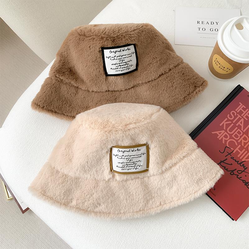 New Hat Female Cute Plush Warm Bucket Hat Autumn and Winter Casual Versatile Washbasin Hat