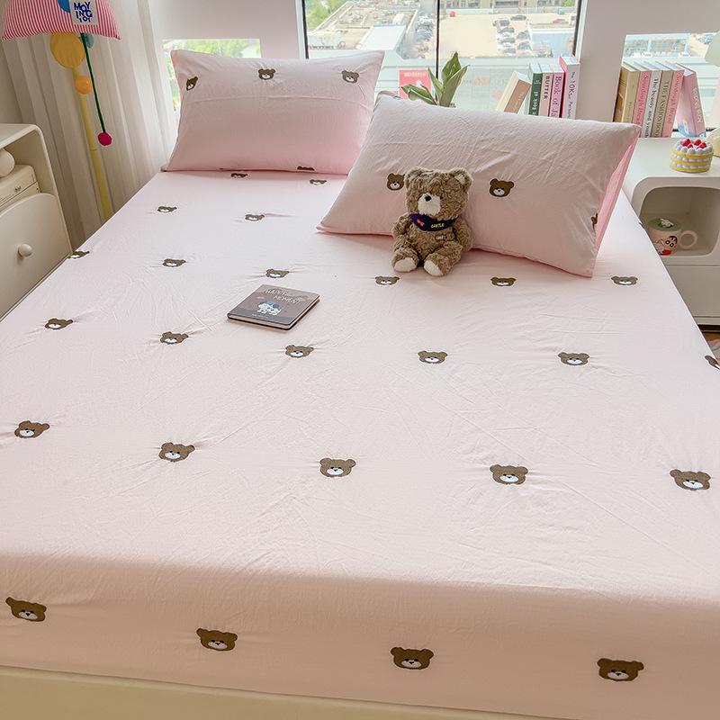 New Style Fitted Sheet Single Piece Embroidered Design Fitted Sheet Cover All-inclusive Non-slip Sheets Dormitory Single Fitted Sheet