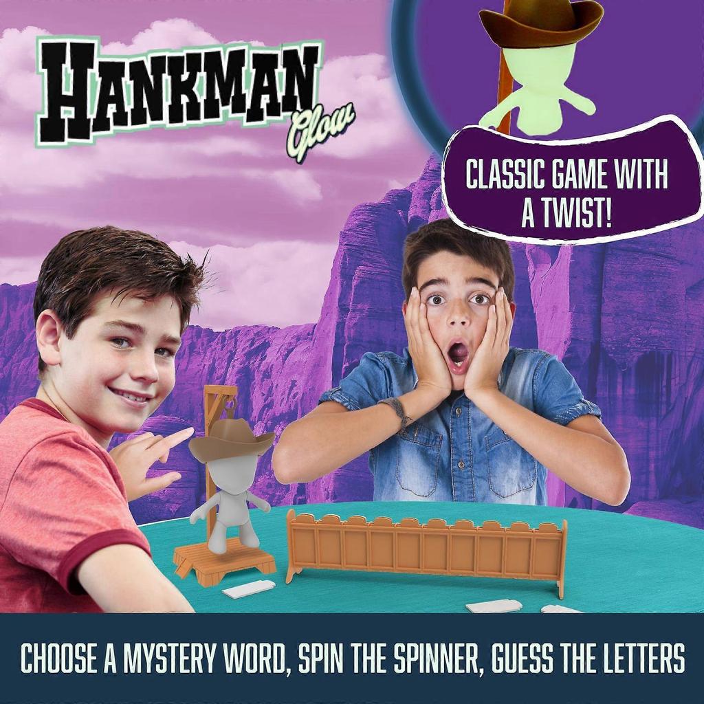 Magnetic Hangman Mystery Word Guessing Game for Kids & Families, Glow in The Dark Travel Game, Guess The Word Before Hank Falls