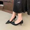 Mode SUOJIALUN Neue Marke Damen Pumps Schuhe Mode Spitz Zehenbereich Flach Slipper Kleid Einzelschuhe Damen Dünner Hoher Absatz Kleid Pumps