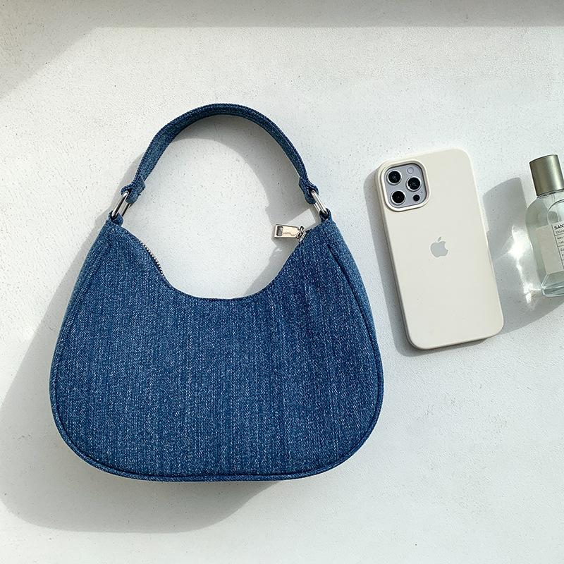 2024 New Korean Style Women's Handbag Ins Cross-border Retro All-matching Fashionable Washed Denim Bag Female