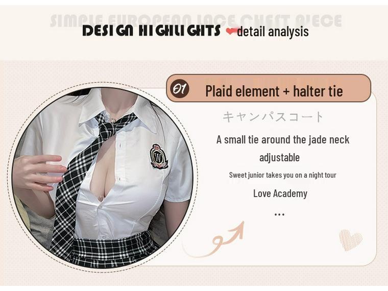 Sexy JK Plaid Lingerie School Uniform Role-Play Costume