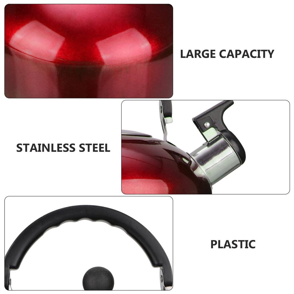 Stainless Steel Whistling Tea Kettle Stovetop Teapot with Ergonomic Handle Water Boiling for Stovetops Induction Gas Stove Top