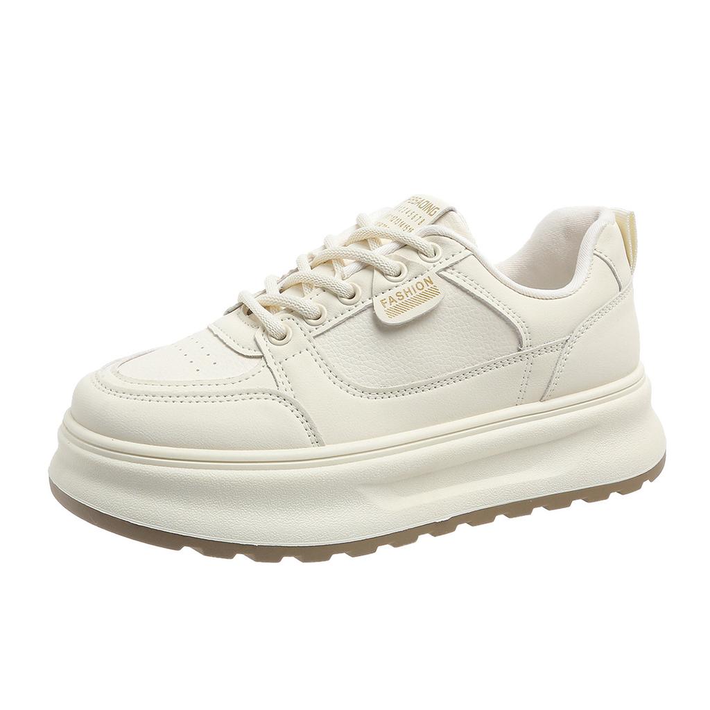 Stepping on shit little white shoes women's 2025 new popular spring versatile thick-soled imitation leather student leisure sports board shoes
