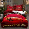 Lightning McQueen Printed Bed Sheet Set Car Movie Pattern Comfortable Bedding Set Boys and Adults 3-Piece Set Full Size