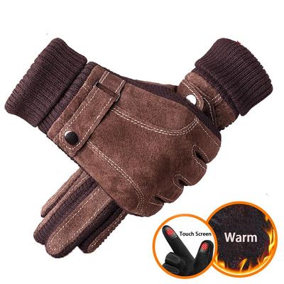Winddichter, verdickter Motorradhandschuh, warme Wildlederhandschuhe für Männer, Winterhandschuhe aus PU-Leder, koreanische Fäustlinge