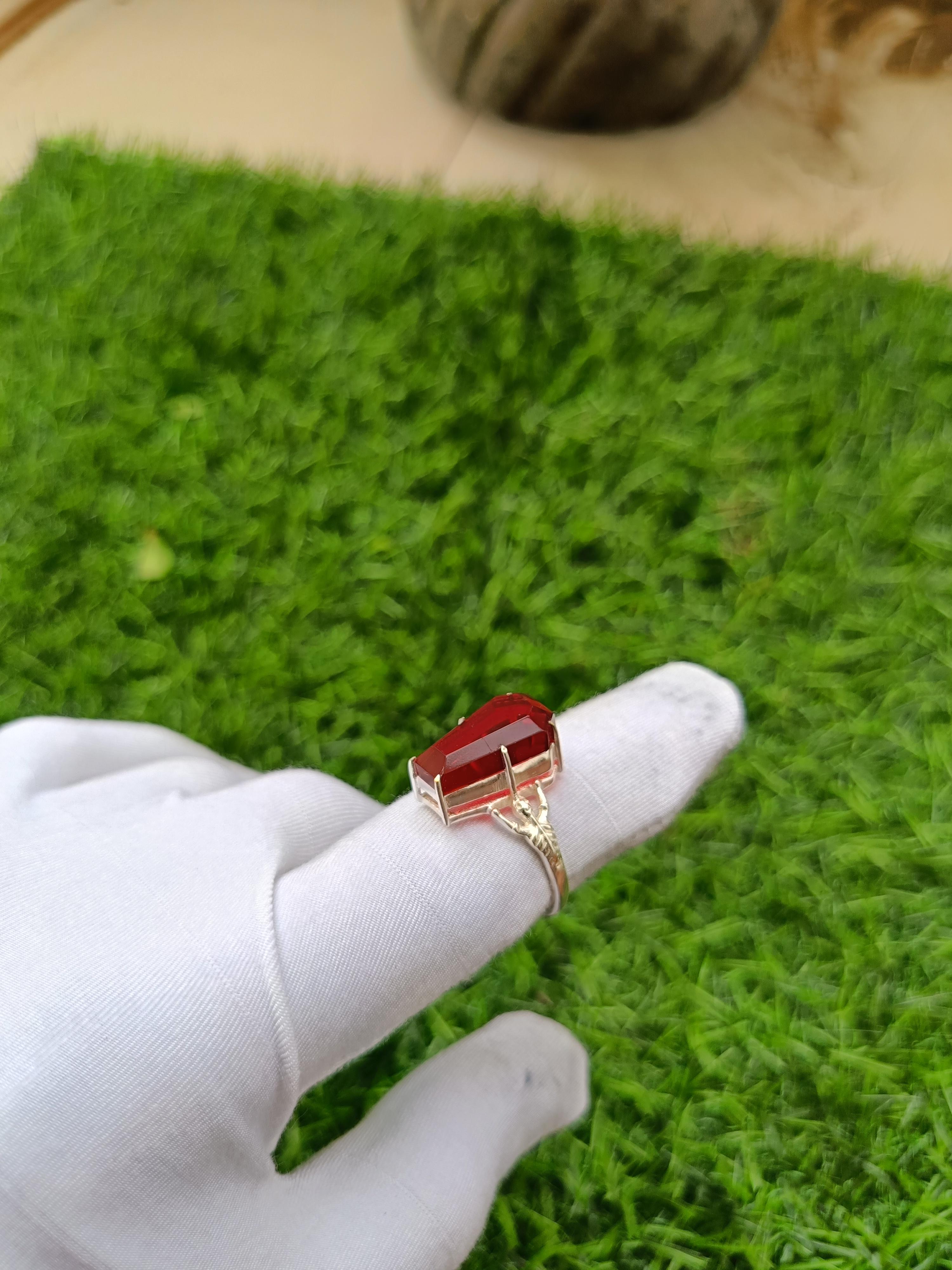 

Red Glass Coffin Ring, Handmade Skeleton Ring, Coffin Shape Silver Plated Ring, Gemstone Coffin Ring, Handmade Silver Ring, Gift For Her, 9 срібний