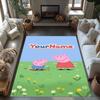 Peppa Pig Personalized Text Floor Rug Office Rug Design for Balcony Hallway Bedrooms Game Room Antislip Carpet Anime Office Decor