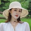 Women's Lace Trim Crochet Sun Hat Wide Brim UV Protection Summer Hat with Chin Strap Breathable Foldable Beach Hat