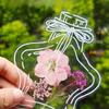 20PCS Specimens Handmade Plastic Wrap Sticker Transparent Artistic Frame Type Handmade DIY Bookmarks Leaves Dried Flowers Plants
