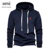Embroidered Autumn and Winter New Men's Long Sleeved Hooded Sweatshirt Trend Versatile Fleece Warm Sweatshirt
