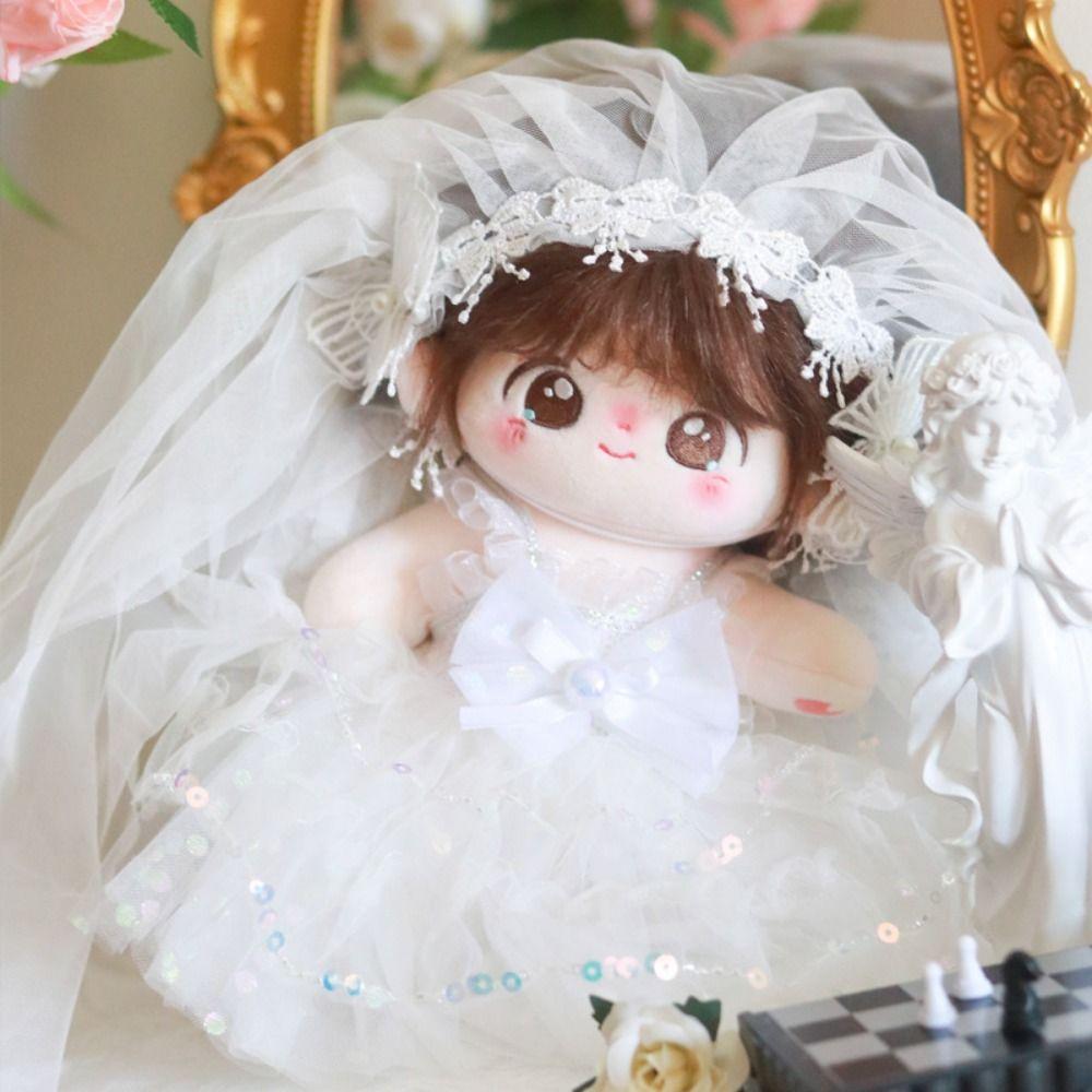 Dress Up Cotton Doll Outfit Dress White Gauze Skirt 20cm Doll Flower Dress  Photography Props