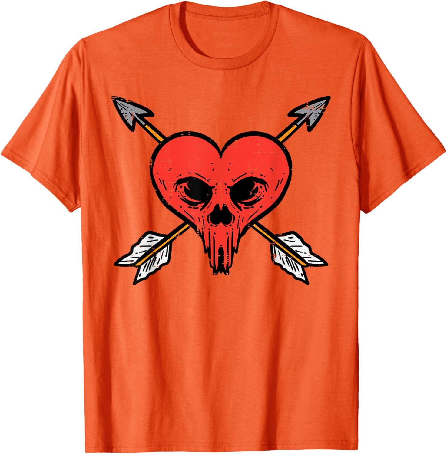 Skull Heart with Arrows Anti Valentines Day Graphic Tee Soft Cotton Casual Daily T-Shirt For Men 4XL