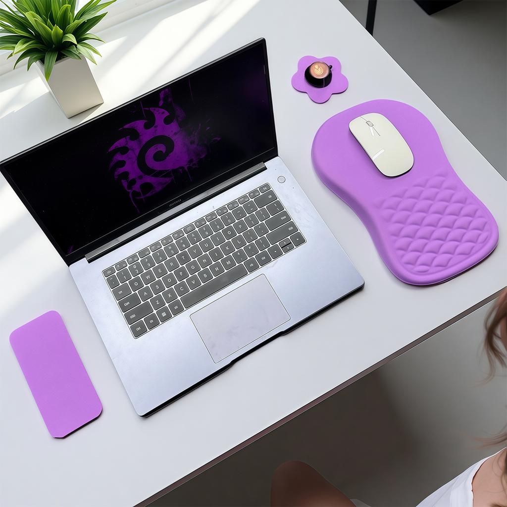3pc Ergonomic Wrist Rest Mouse Pad Comfortable Wrist Support Non Slip High Elastic Memory Cotton Mousepad For PC Laptop Computer