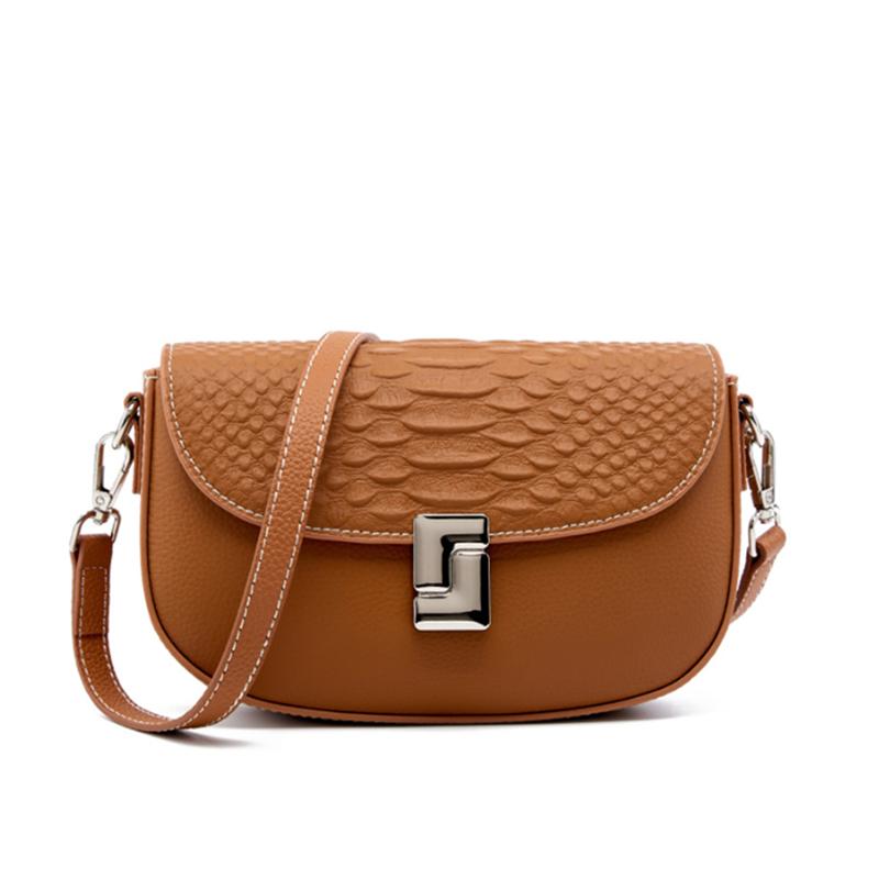 Cowhide Genuine Leather Saddle Small Shoulder Crossbody Bags For Women Summer  Trend Designer Flap Ladies Handbags
