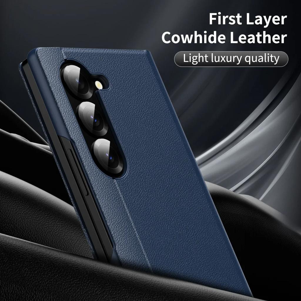 High-end Original View Smart Window Wallet Leather Case For Samsung Galaxy Z Fold 7 6 5 4 3 Skin Feel Shockproof Protect Cover
