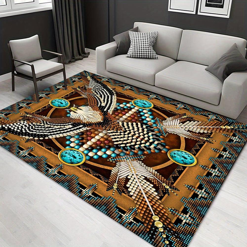 

1pc 1441692293Pattern Carpet, Area Rug For Living Room Bedroom Room Bed Chair Laundry Entryway Corridor Yard Non-slip Outdoor Camping Rug Fl 60cm by 90cm