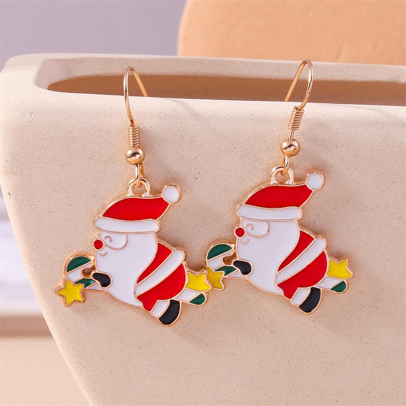 Cute Christmas Tree Drop Earrings Women Girls Elk Snowman Santa Claus Earrings X'mas New Year Party Jewelry Gifts
