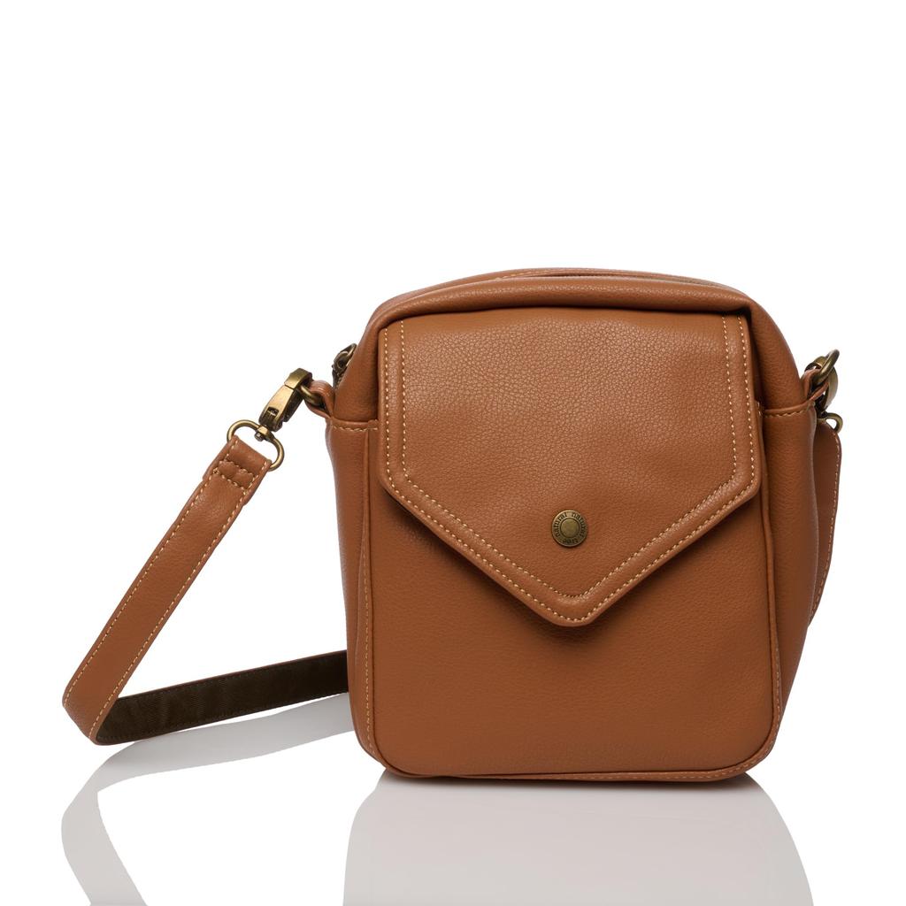 Chiemi Sacs 2-Face 2-Way Shoulder Bag with Logo Belt, Simple Design, and Functional Pockets (2402-6249) BeigeCamel