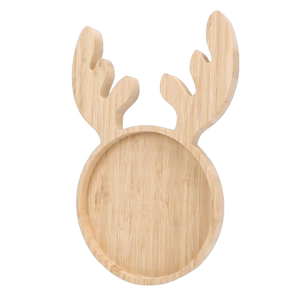Xmas Wood Serving Platter Reindeer Shaped Snack Appetizer Tray Cheese Charcuterie Board   Salad Plate Holiday Decorative Round Dessert Dish