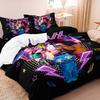 K-Pop Bedding Set Demon Hunters Themed Pink or Black Other Side Print Polyester Student Dormitory Duvet Cover Boys Girls Gift