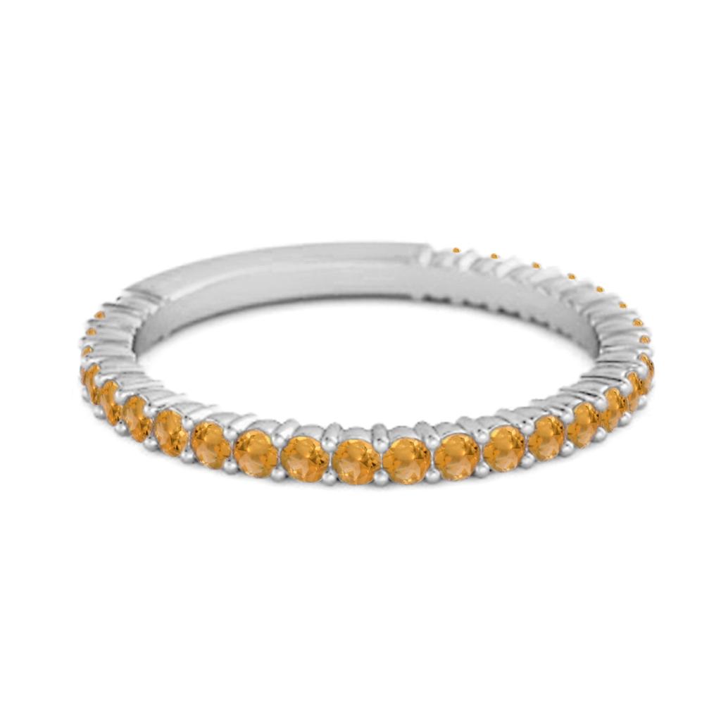 Citrine Eternity Band Ring- 925 Sterling Silver