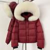 OFTBUY Fluffy Jacket Female Hooded White Duck Down Coat 2025 New Autumn Winter Top Clothing Women Tnick WarmReal Fox Fur Caot