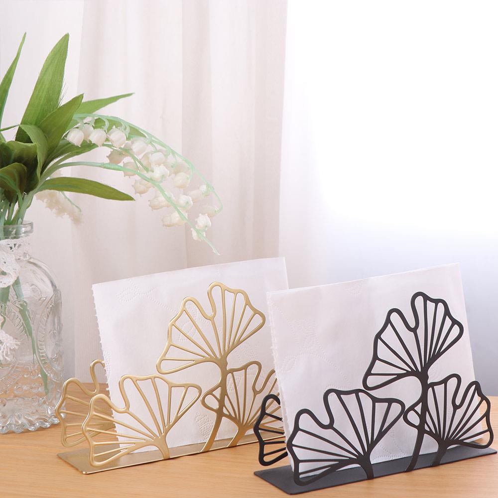 Simple Metal Tissue Holder Modern Iron Tissue Rack Ginkgo Leaf Napkin Holder  Kitchen Accessory