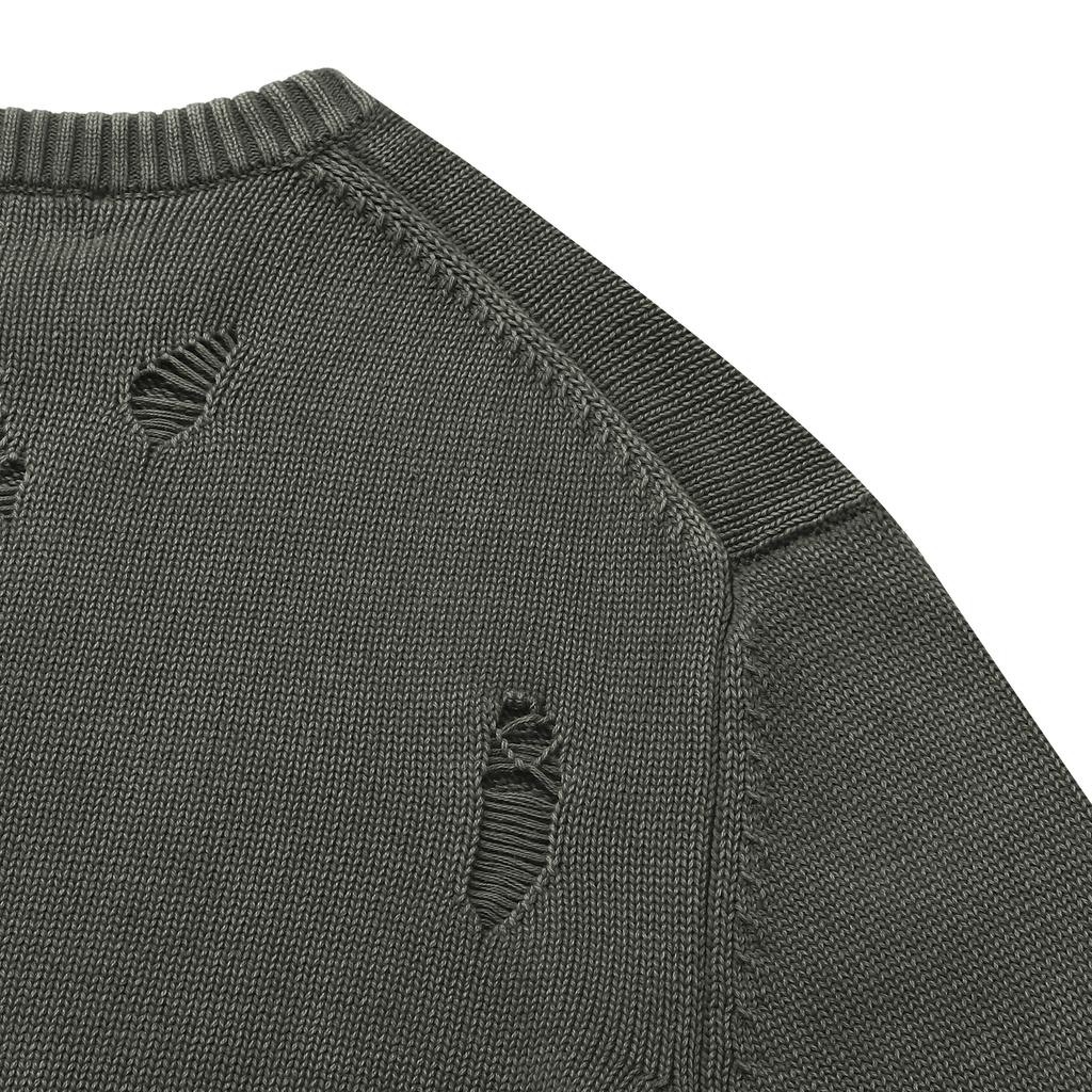 Le Dept [Zhivanov X Le Dept] Garment Damage Round Pullover [Khaki - Zhivanov Pick]