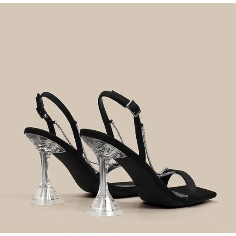 Fashion Sandals for Woman Rhinestones Summer Sexy Open Toe Footwear Thin Heels Women's Shoes Diamond Party Weddings Stiletto Sandal