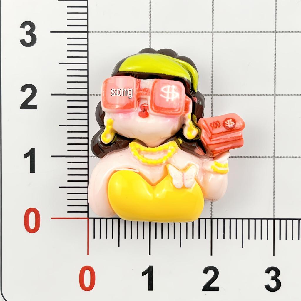 DIY Resin Accessories: Cartoon Rich Woman Theme for Hair Clips, Ties, Phone Cases, Packaging & Decoration