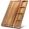 Large Acacia Wood Cutting Board with Containers for Kitchen Simple Charcuterie Board Wooden Serving Cheese Board Meats Platter Dessert Fruit